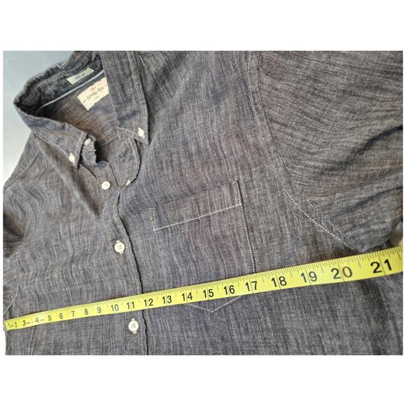 Hawker Rye Gray Chambray Cotton Regular Fit Button Down Casual Mens Large - Picture 7 of 8